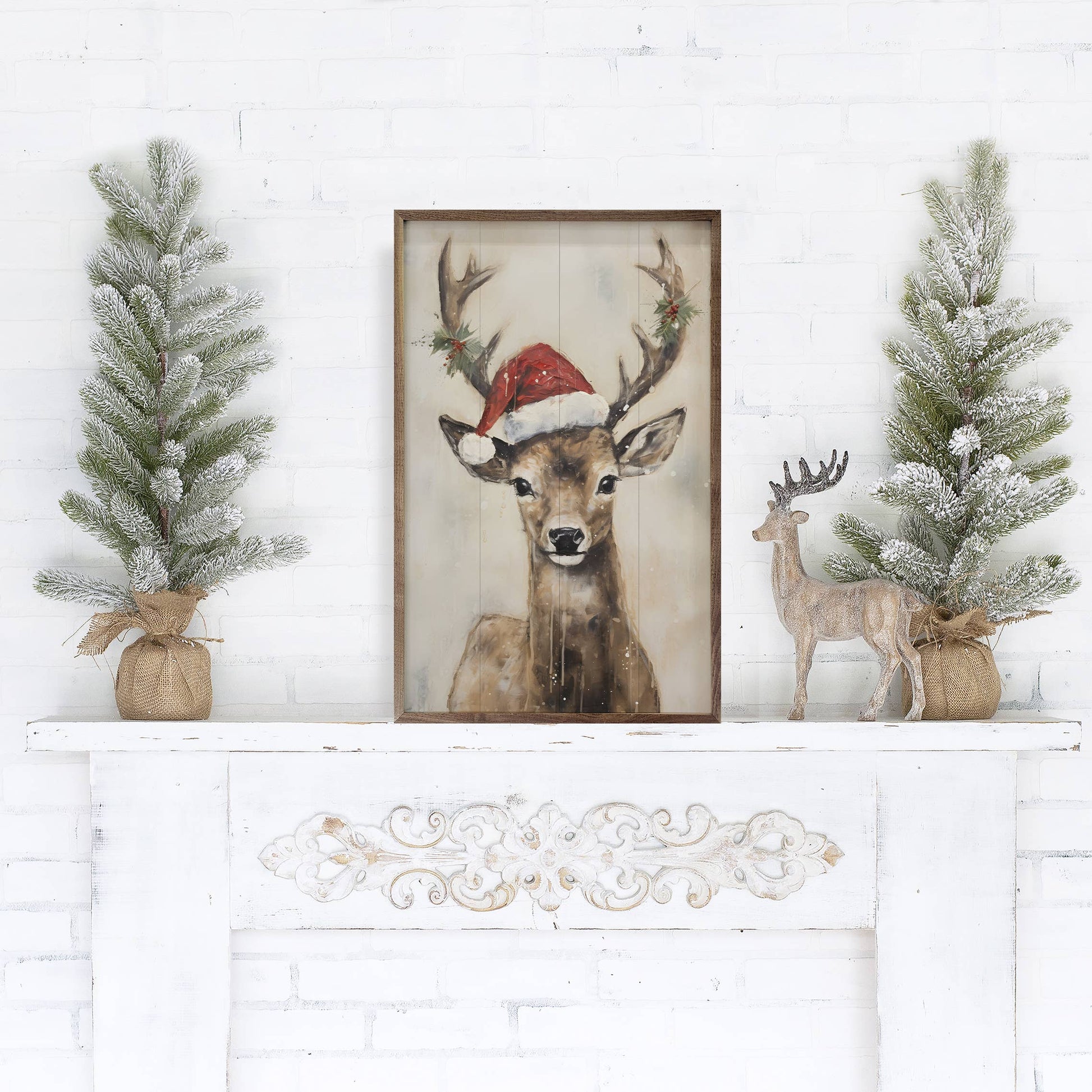 Reindeer With Hat By Petals Prints Design 10x16