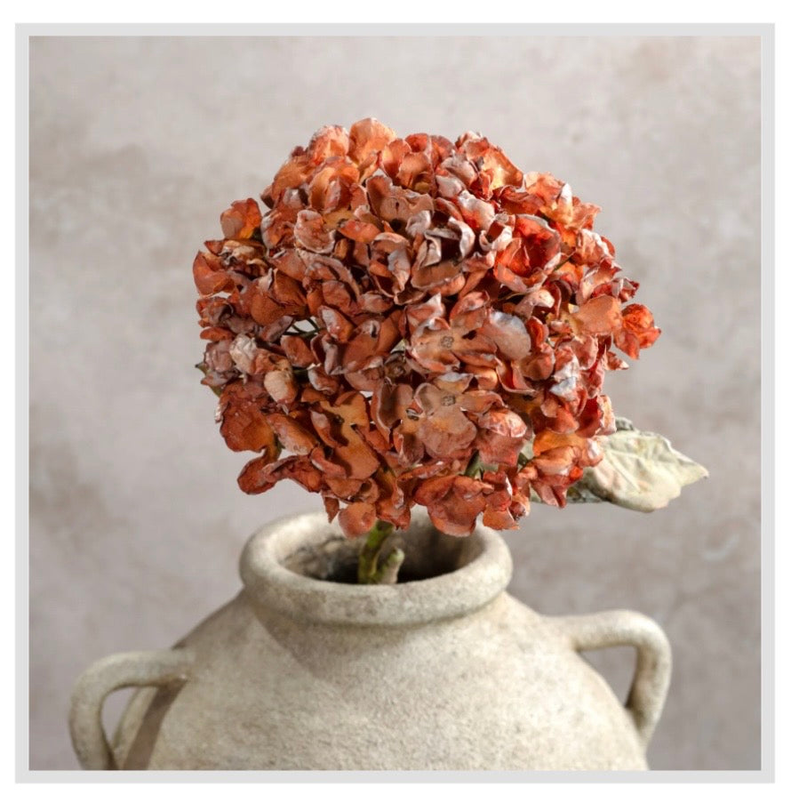 25" Orange Hydrangea Branch