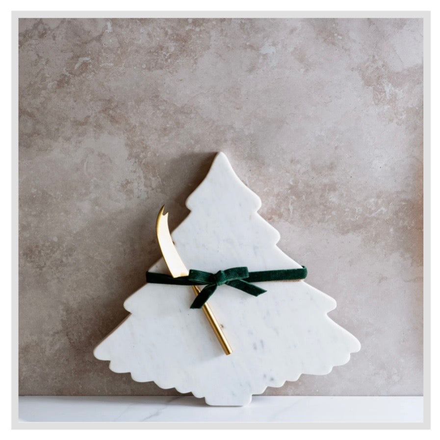 13" Marble Tree Serving Board w/Knife