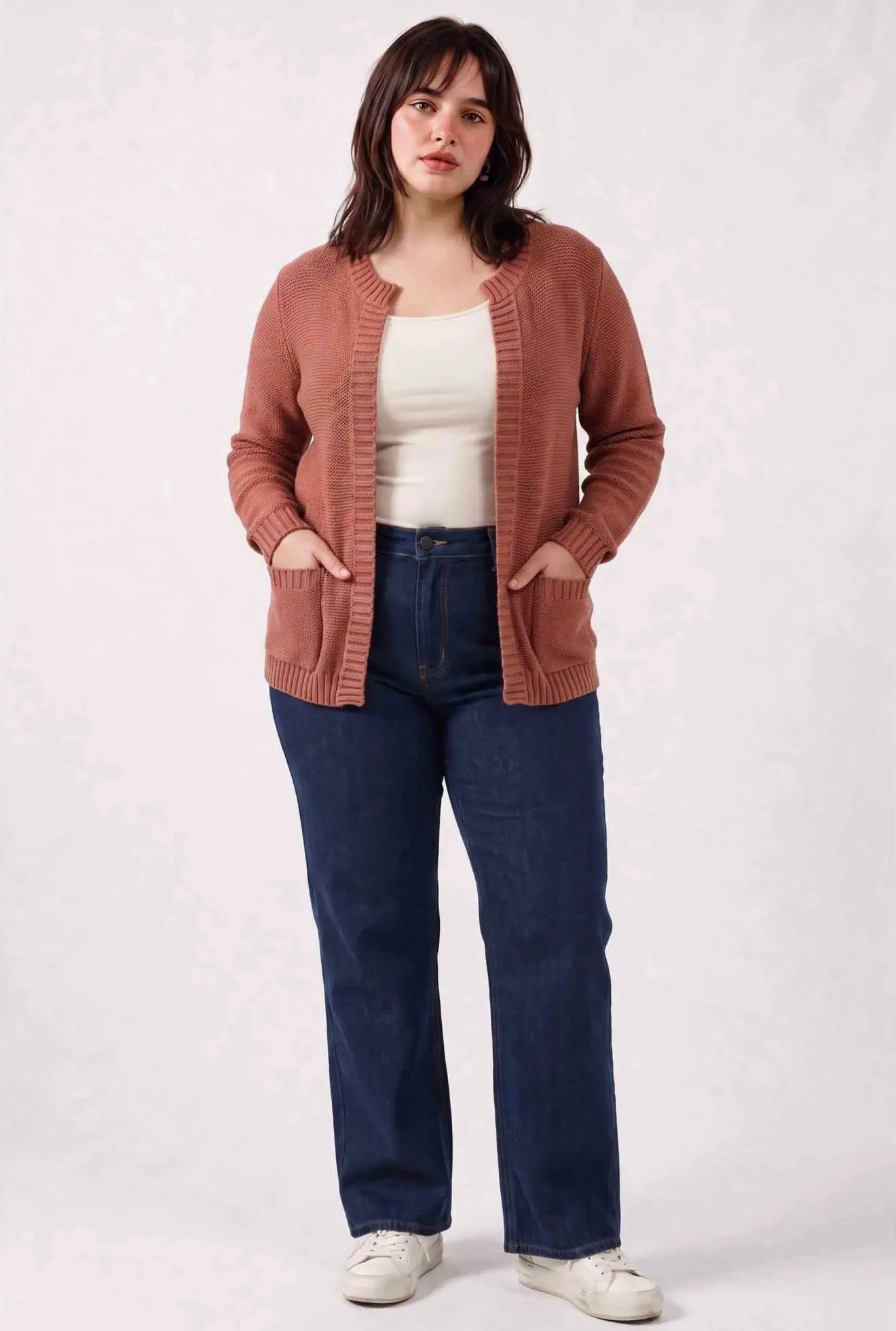 Curvy Open Cardigan with Pockets