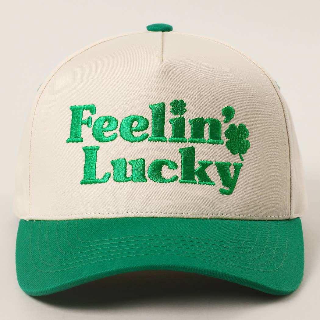 FEELIN LUCKY Embroidery Two-Tone Trucker Hat