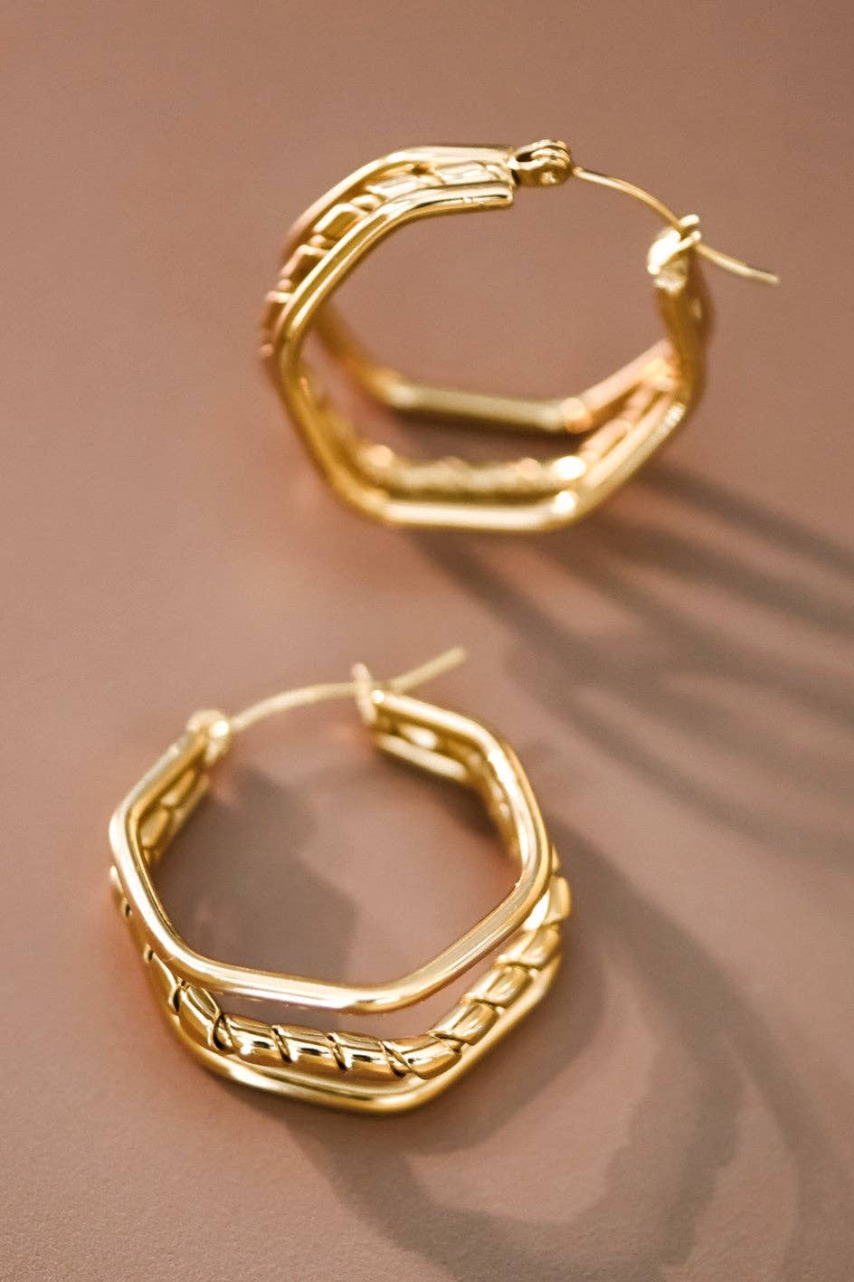 18K Gold Plated Waterproof Stainless Steel Hoop Earrings