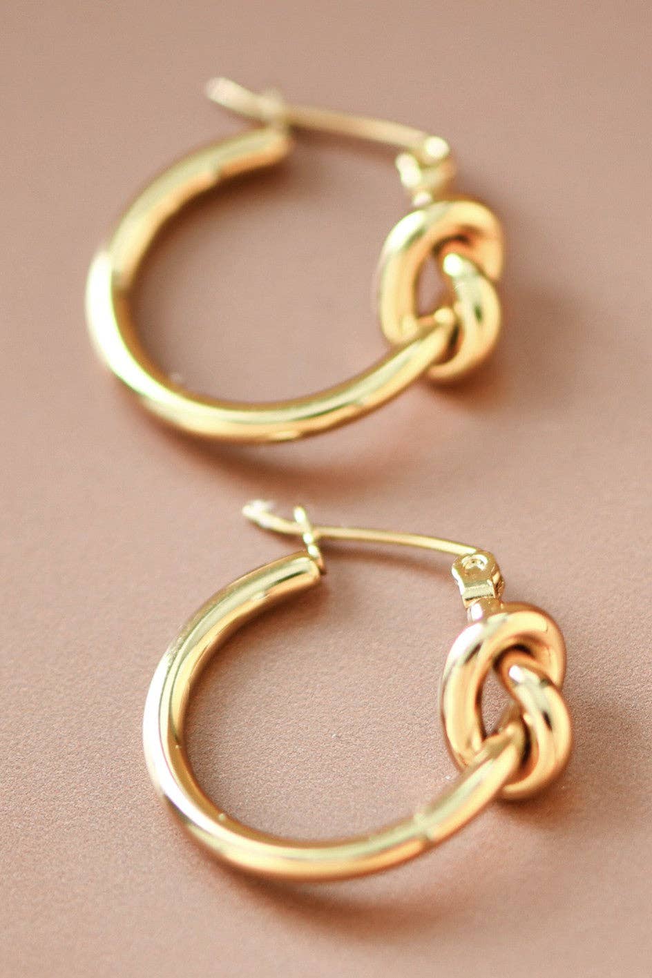 18K Gold Plated Waterproof Stainless Steel Knot Hoop Earrings