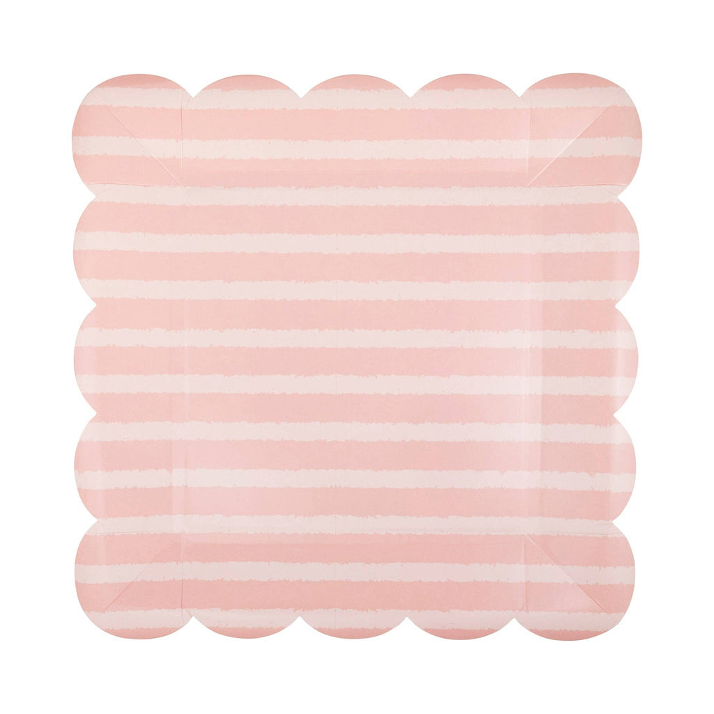 10" Pink Striped Paper Plate Set