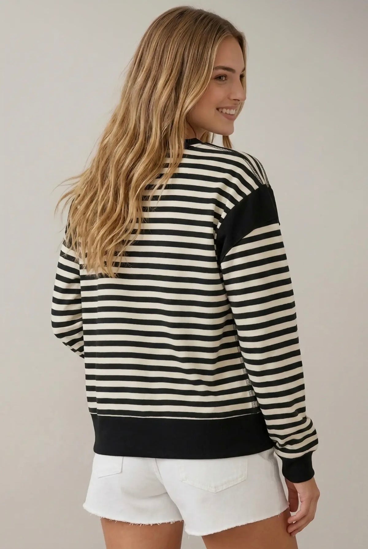 Stripe Shoulder Detail Sweatshirt