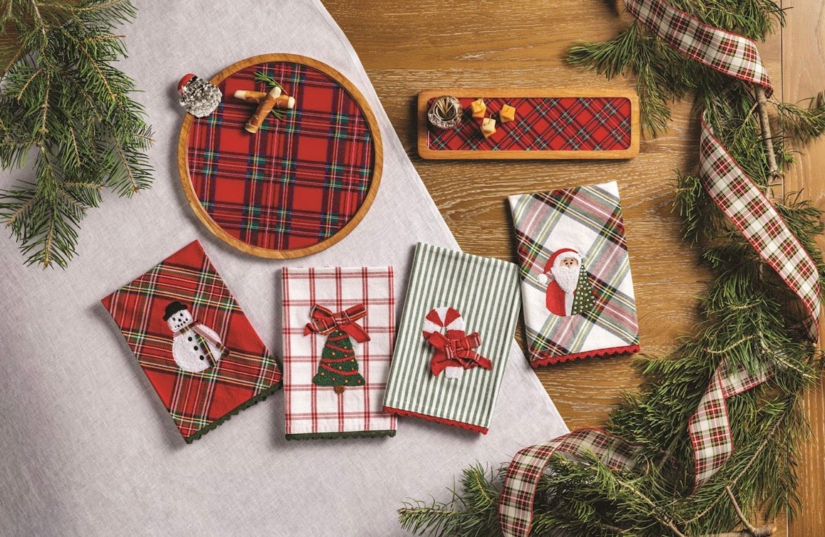 Tartan Plaid Rectangle Wood Tray Set