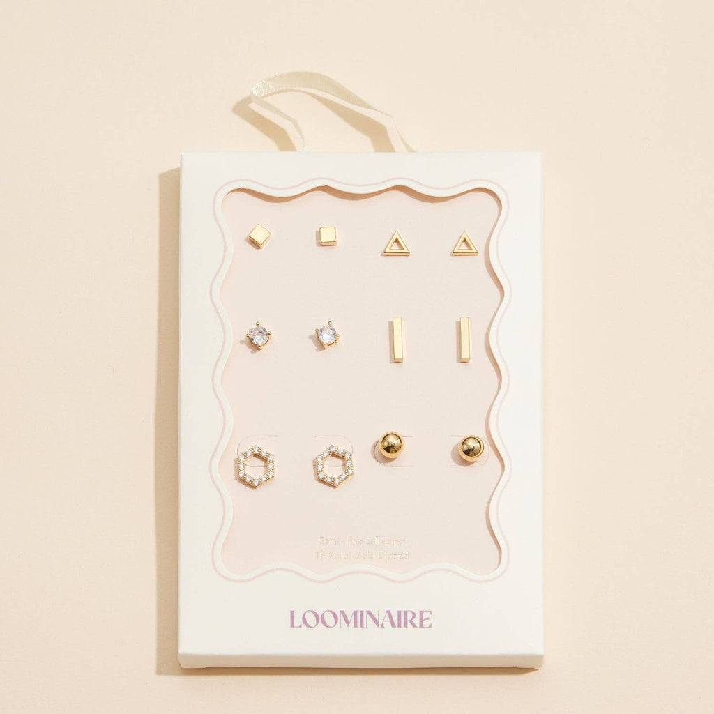 Classic Geometric Earring Set - 18K Gold Dipped
