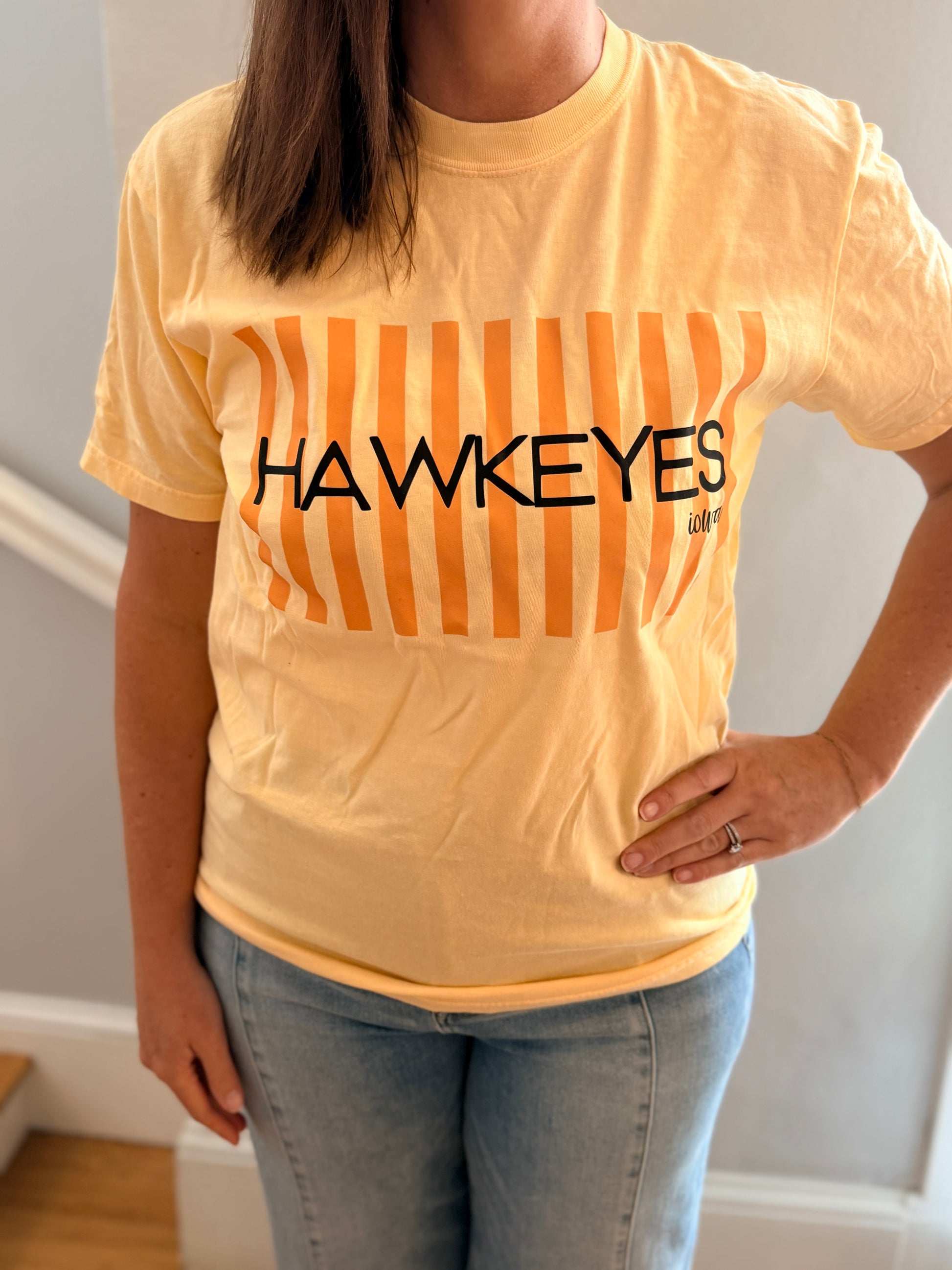 Hawkeyes Lines Butter Yellow Tee