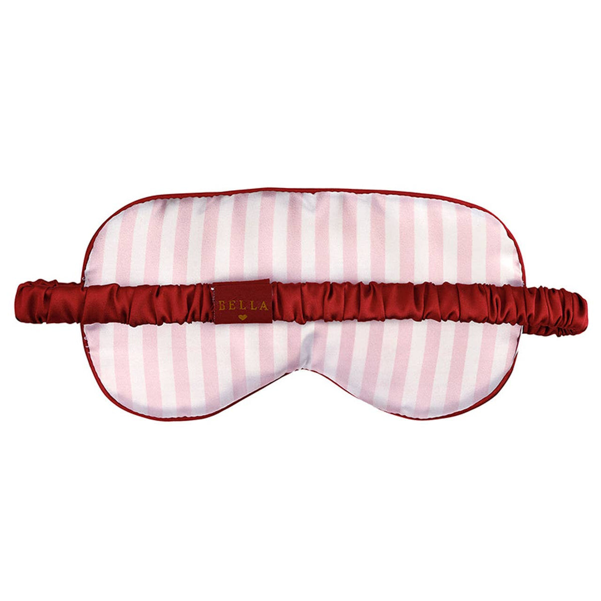 Sleep Mask in Ornament - Light Pink Stripe + Burgundy Trim