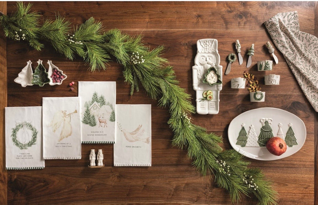 White Christmas Tidbit Dishes