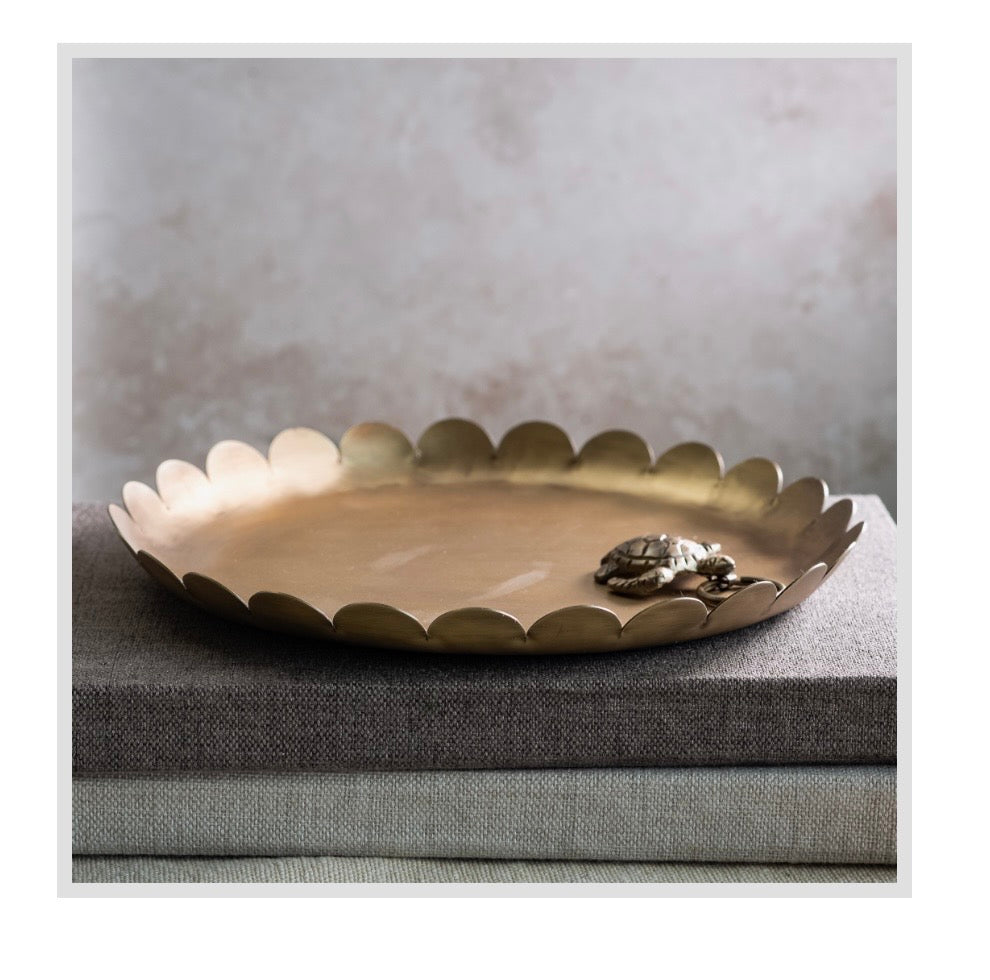 7.8" Round Scallop Brass Tray