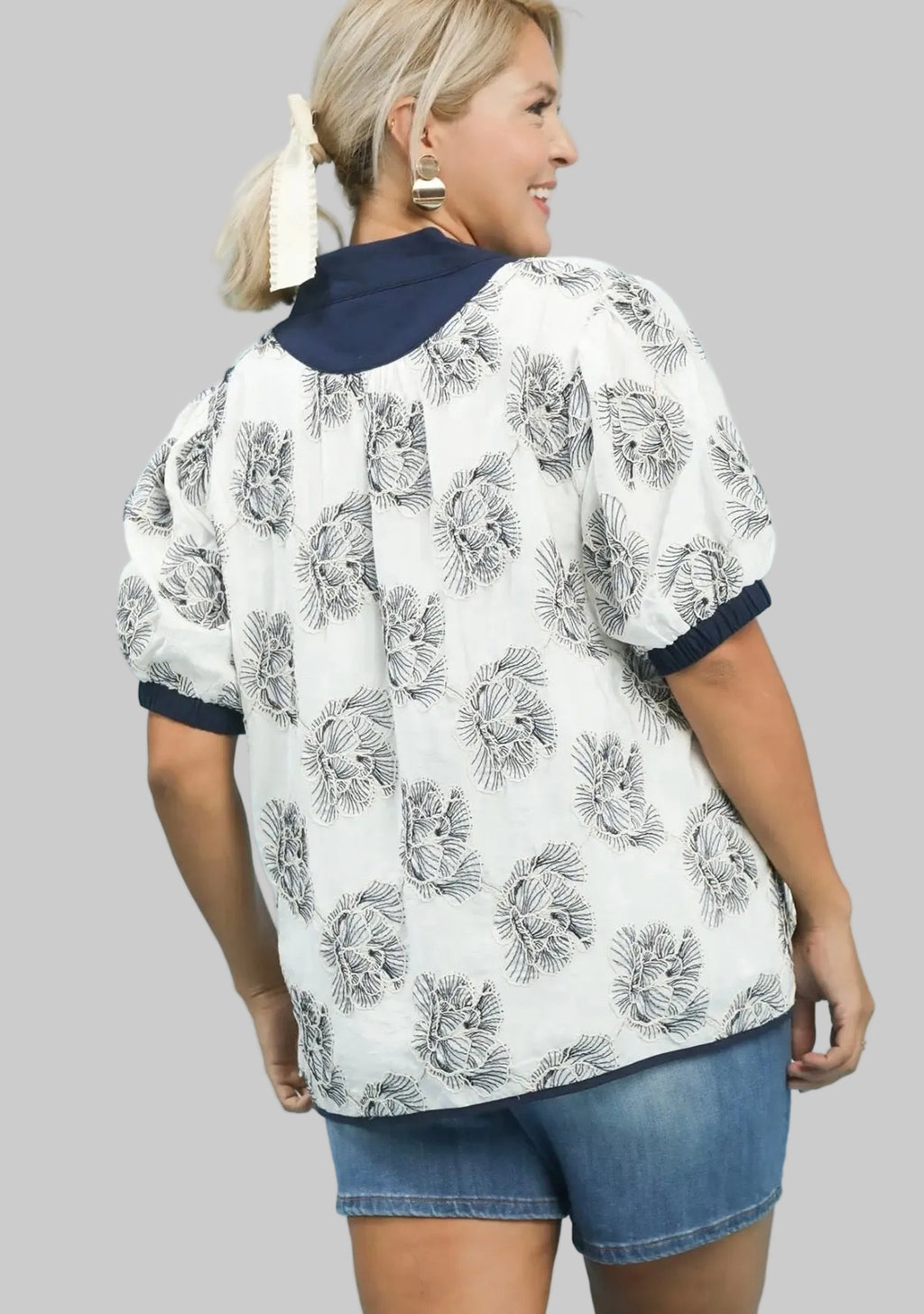 Curvy Embroidered Floral Top