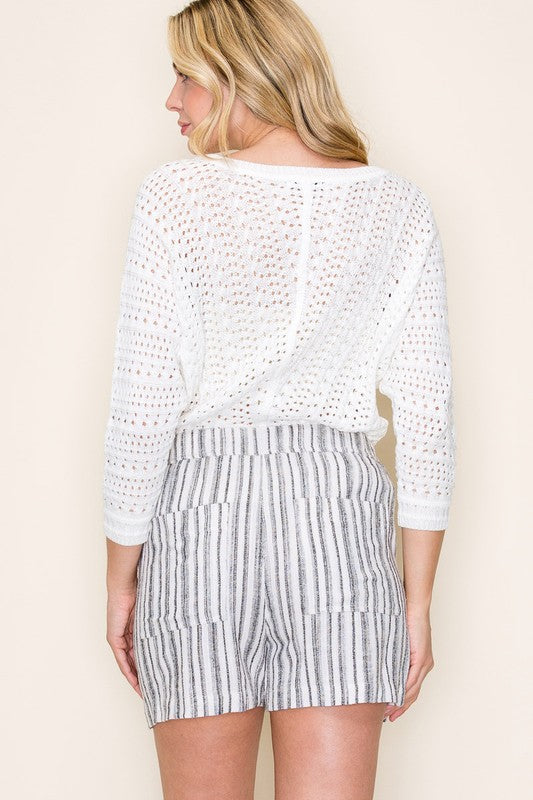 Drawstring stripe shorts
