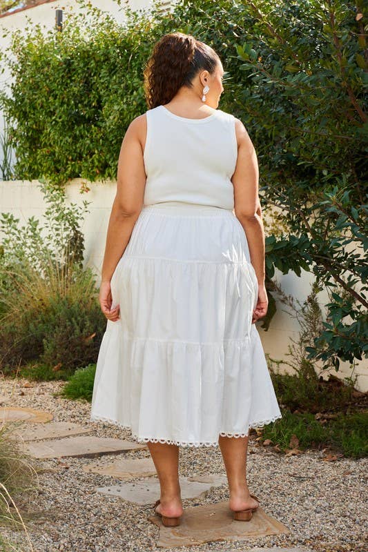 Curvy Sleeveless Knit Tank Poplin Skirt Mixed Media Dress