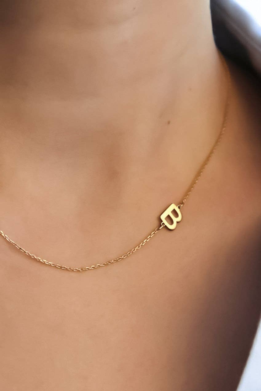 18K Gold Plated Waterproof Stainless Steel Initial Necklace