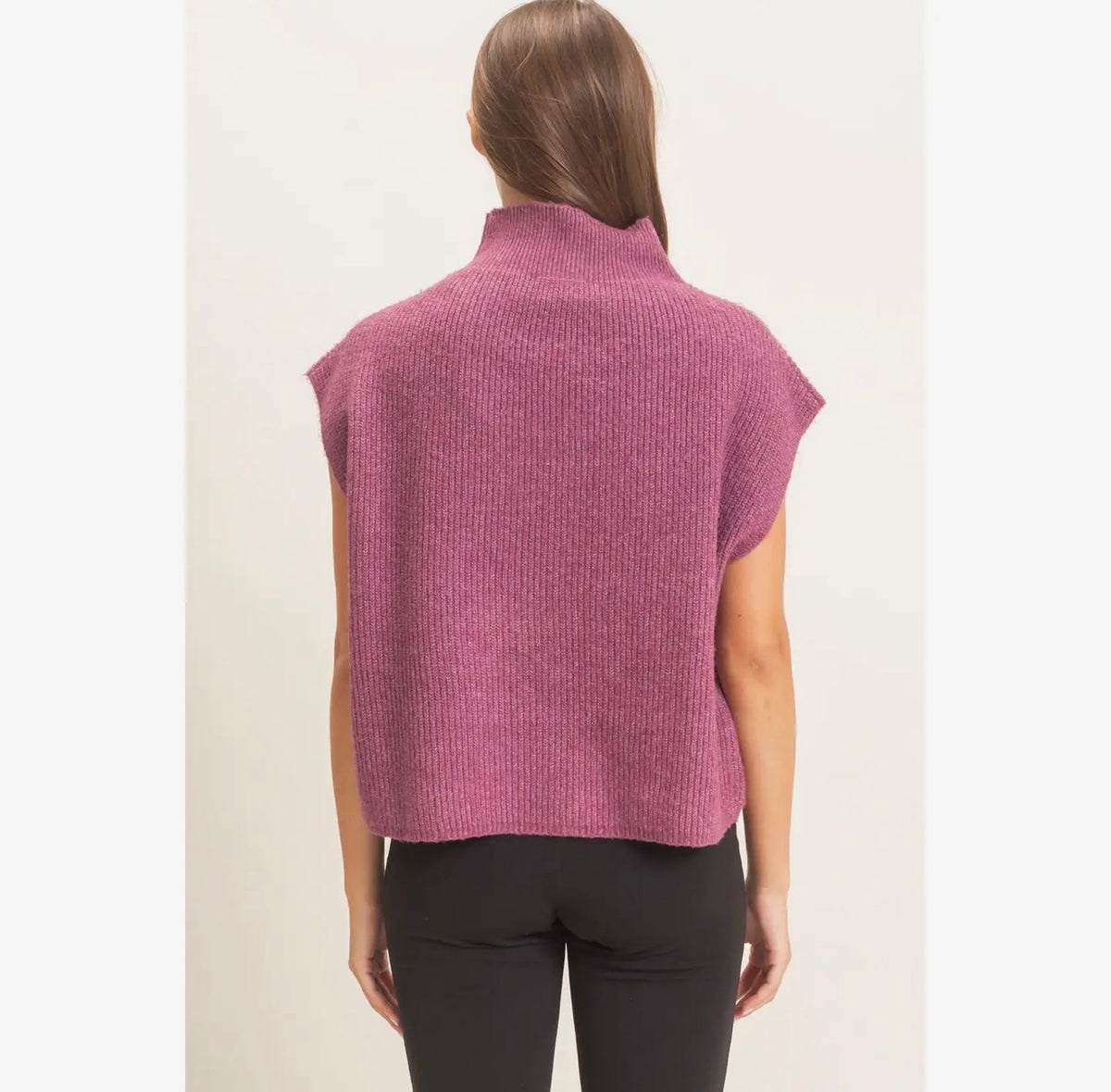 Mock Neck Cap Sleeve Sweater