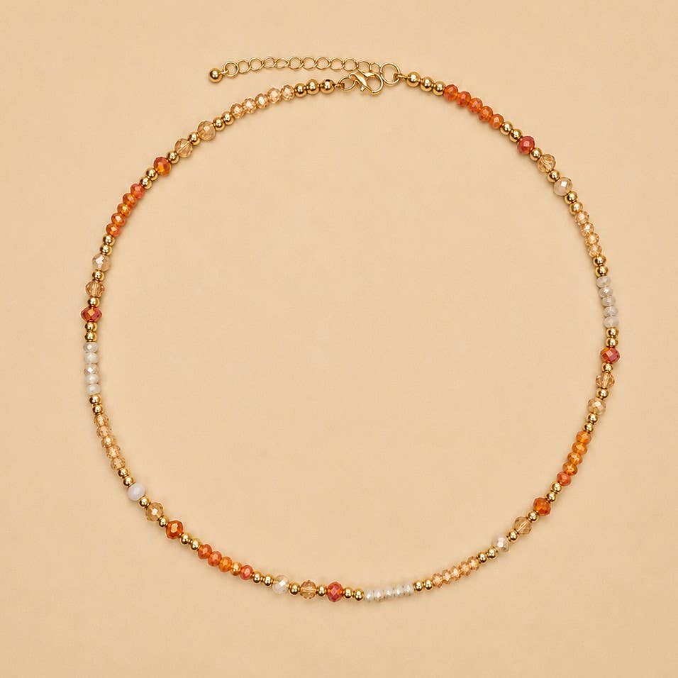 Faceted Glass Bead & Gold Accent Beaded Necklace