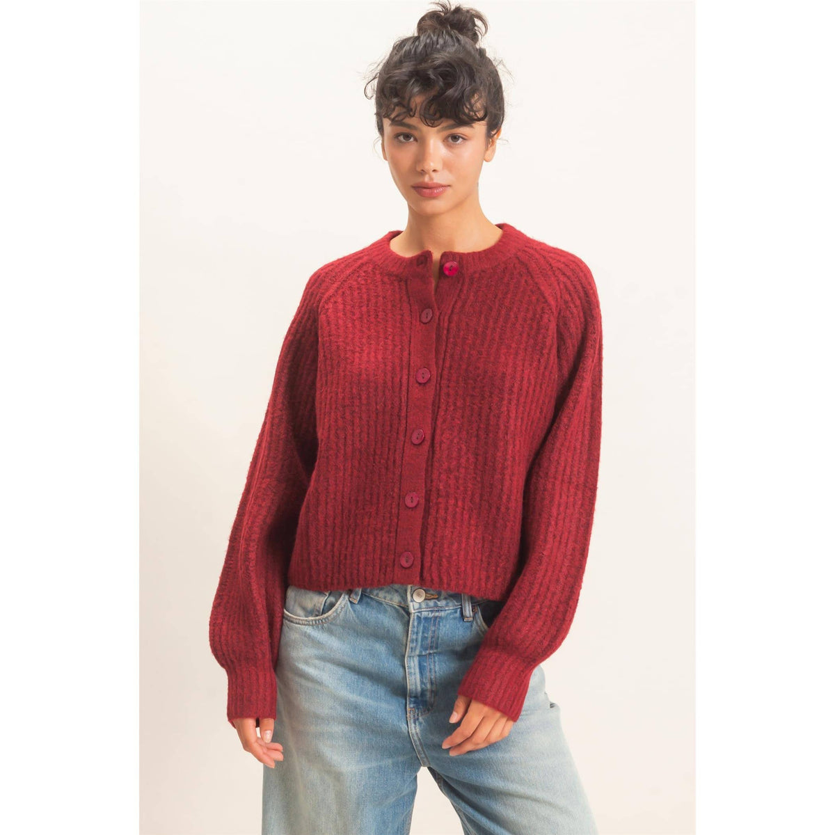 Ribbed Button Front Cardigan