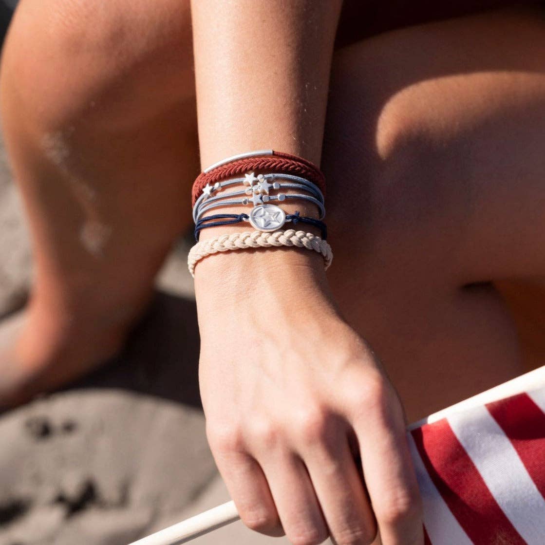 "Brave" Red, White & Blue with Silver Star Accents