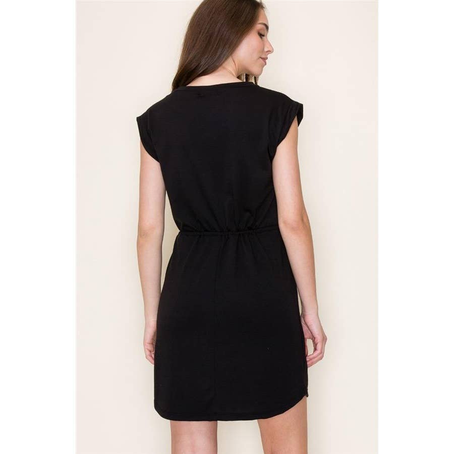 DRAWSTRING WAIST TERRY DRESS