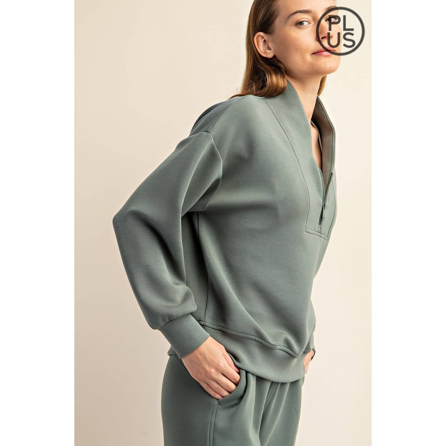 CURVY MODAL SCUBA LUXE HALF ZIP JACKET