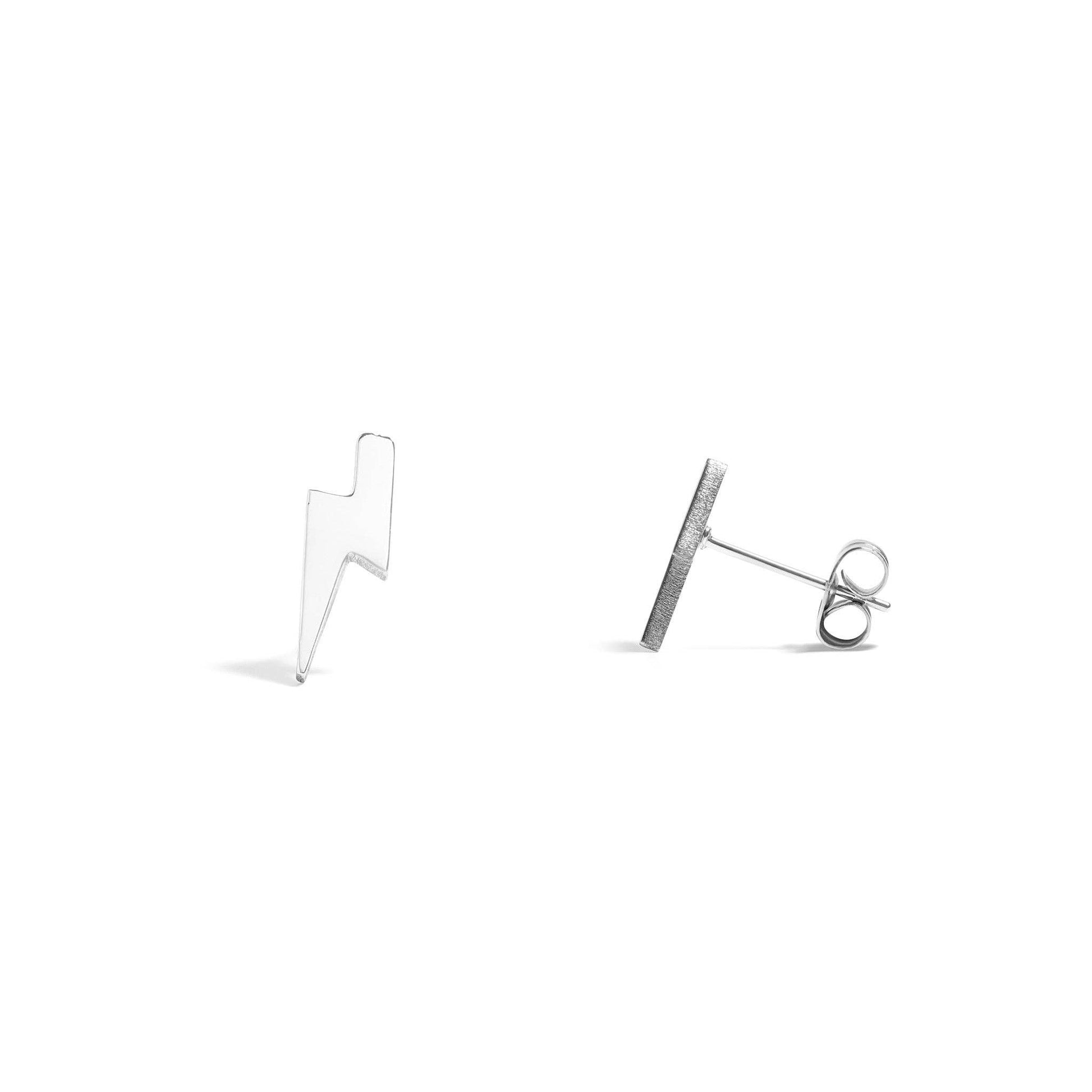 18K Gold PVD Stainless Steel Lightning Bolt Stud Earrings