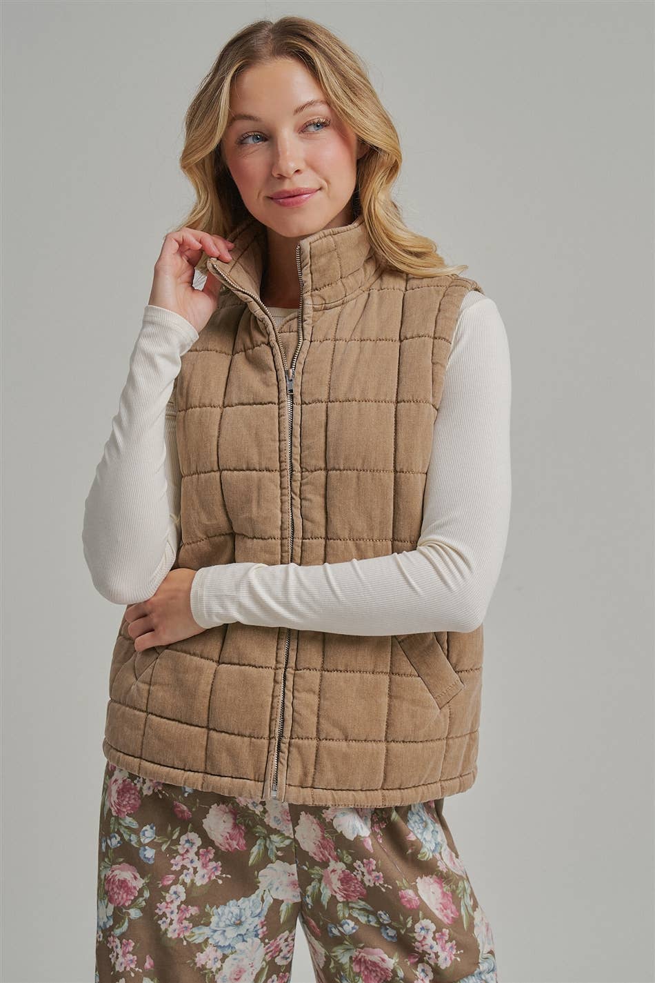 VINTAGE WASHED QUILTED PUFFER VEST