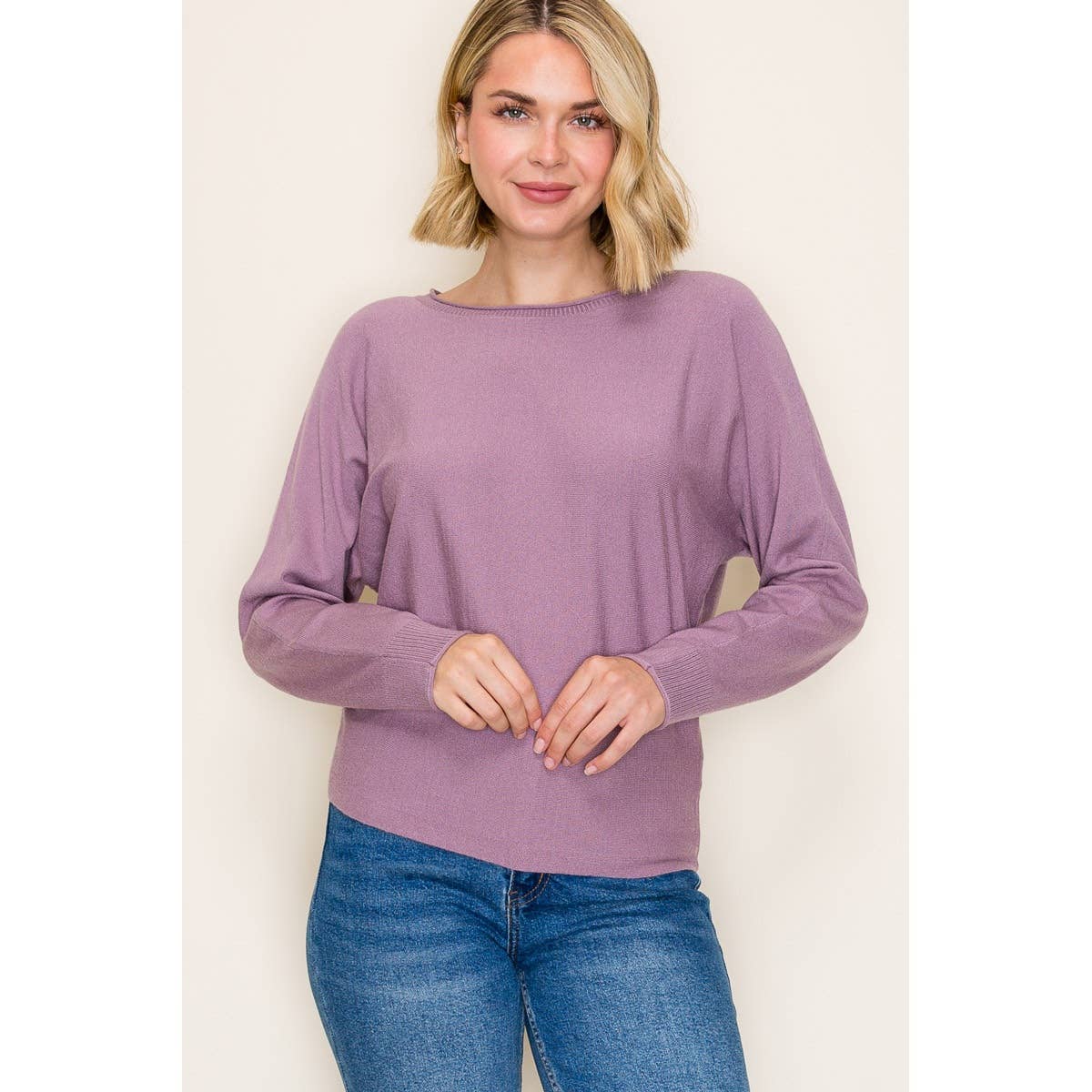DOLMAN SLEEVE SOLID SWEATER