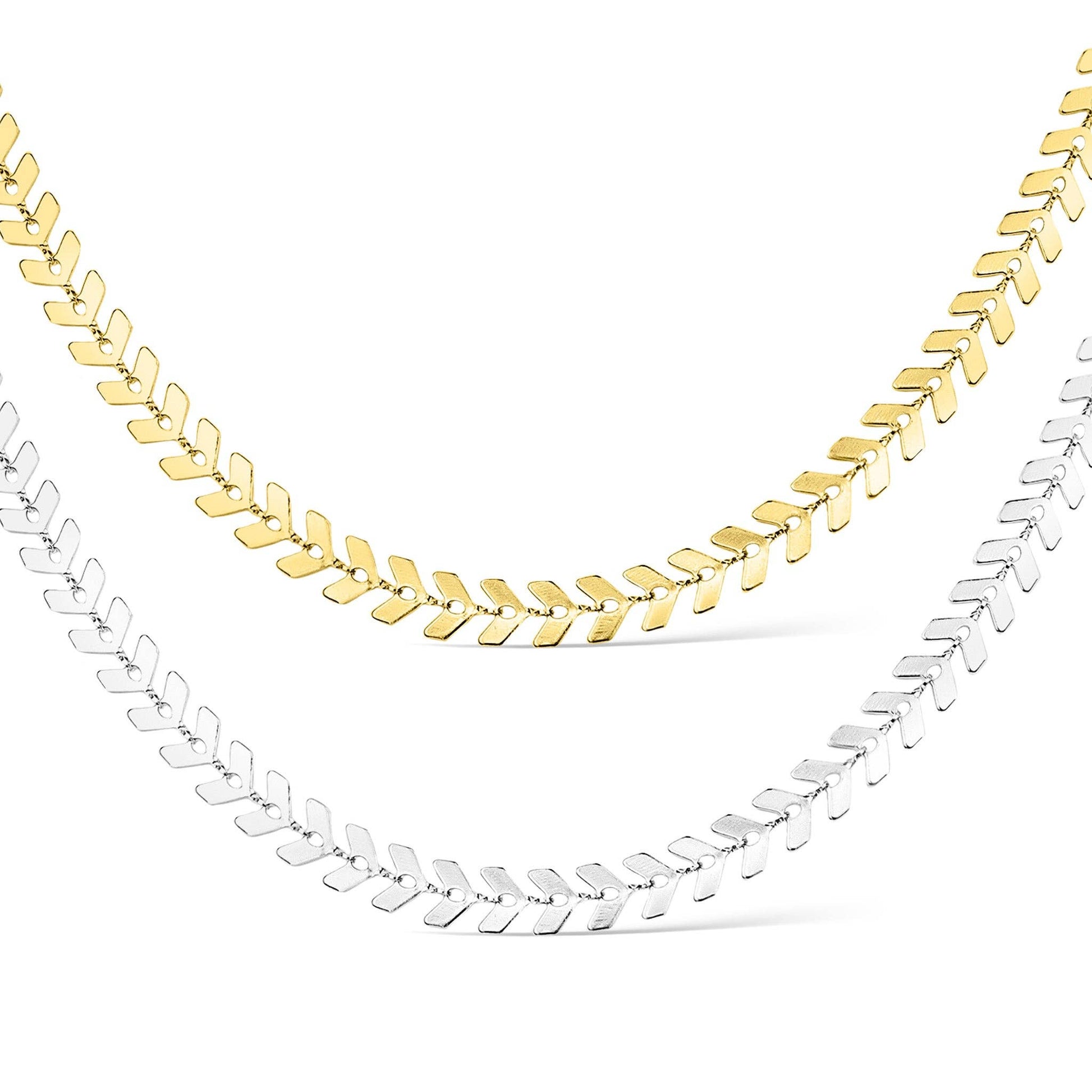 Stainless Steel Chevron Chain Necklace for Women: Gold / 18"+2" Ext
