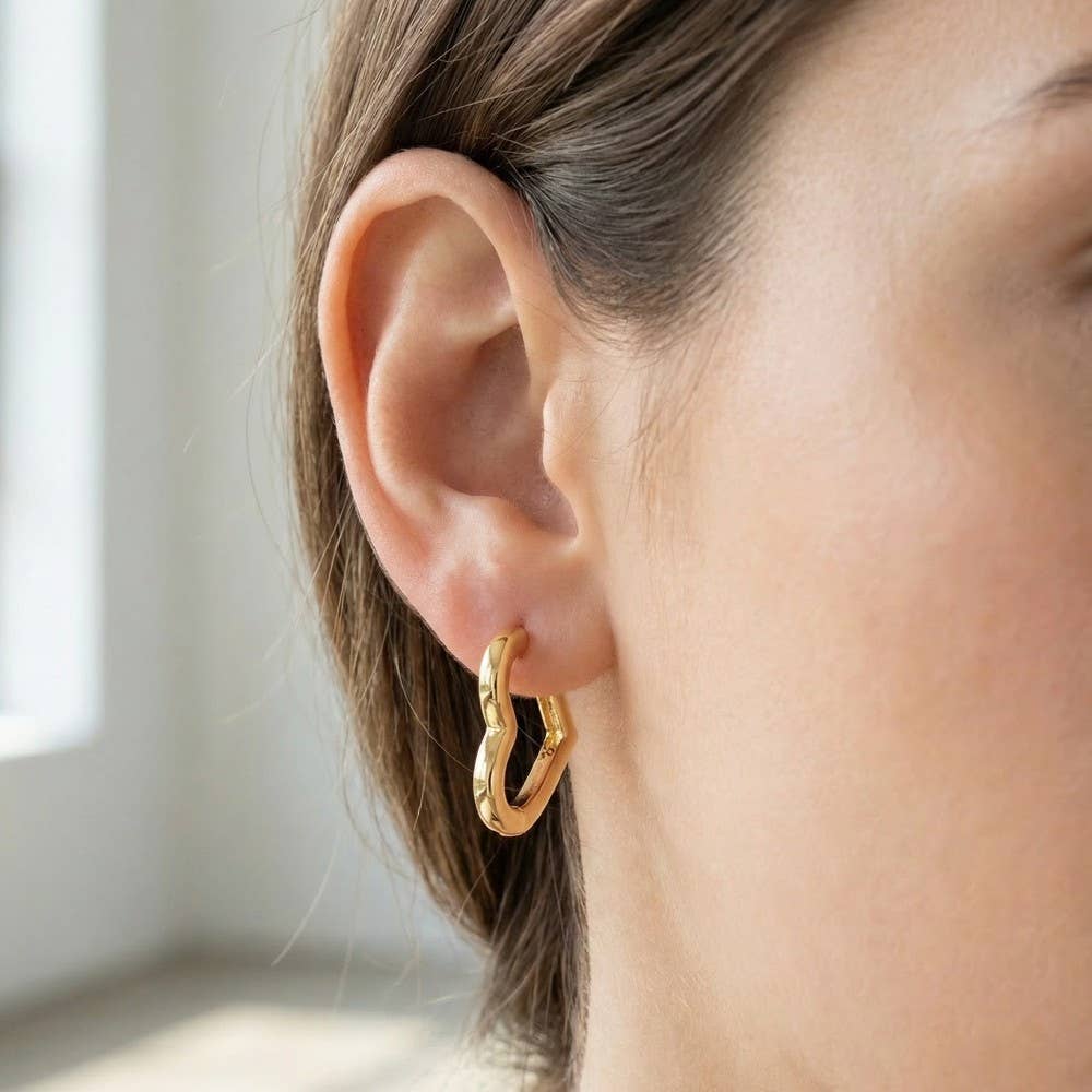 Gold Dipped Heart Hoop Earrings