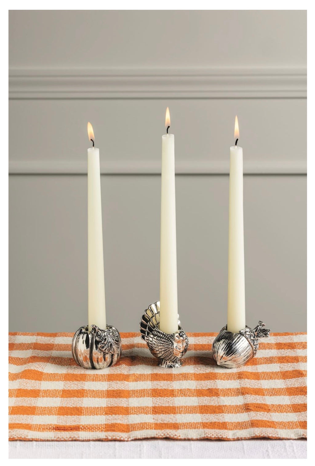 Fall Metal Taper Candle Holders