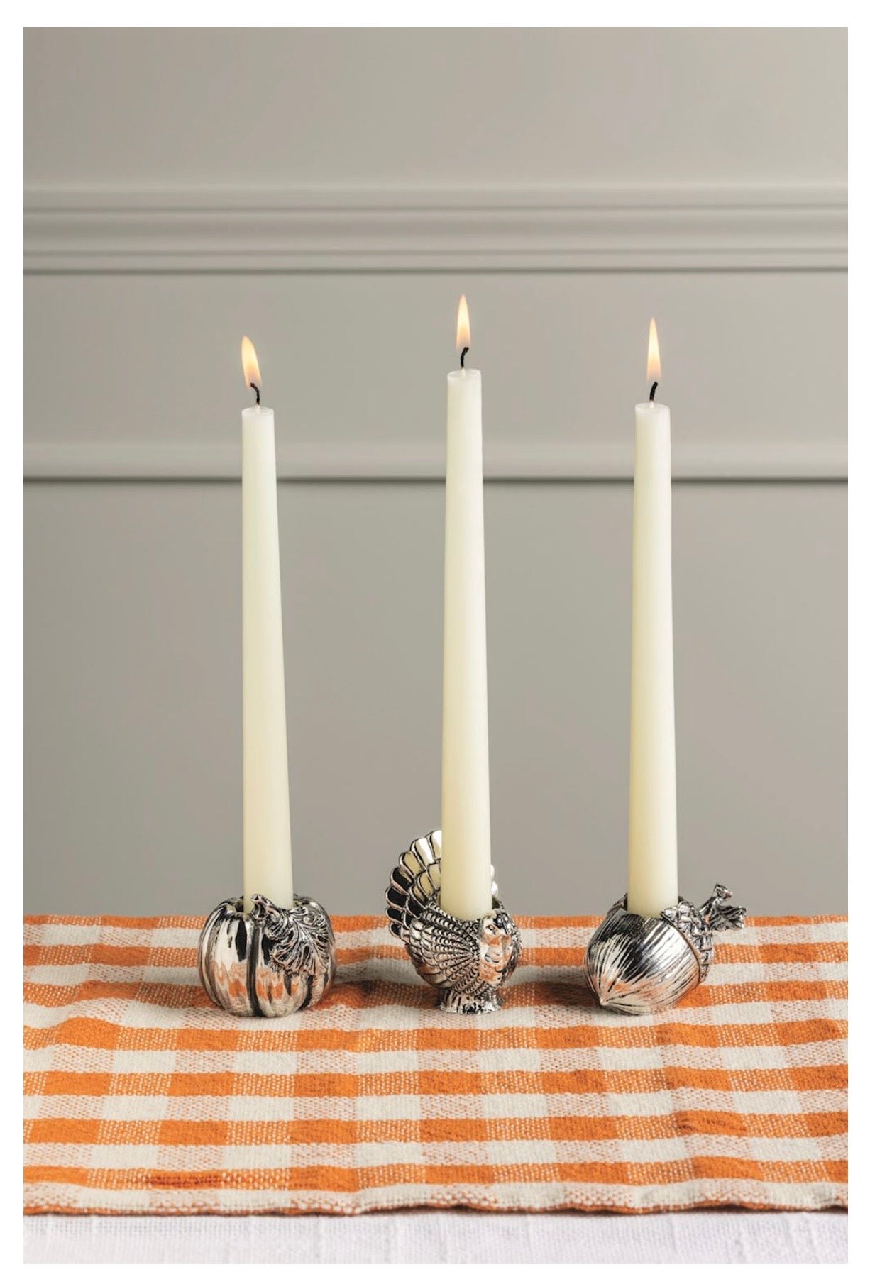 Fall Metal Taper Candle Holders