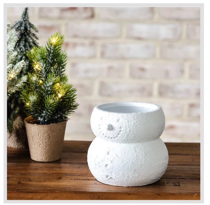 4.7" Cement Snowman Planter