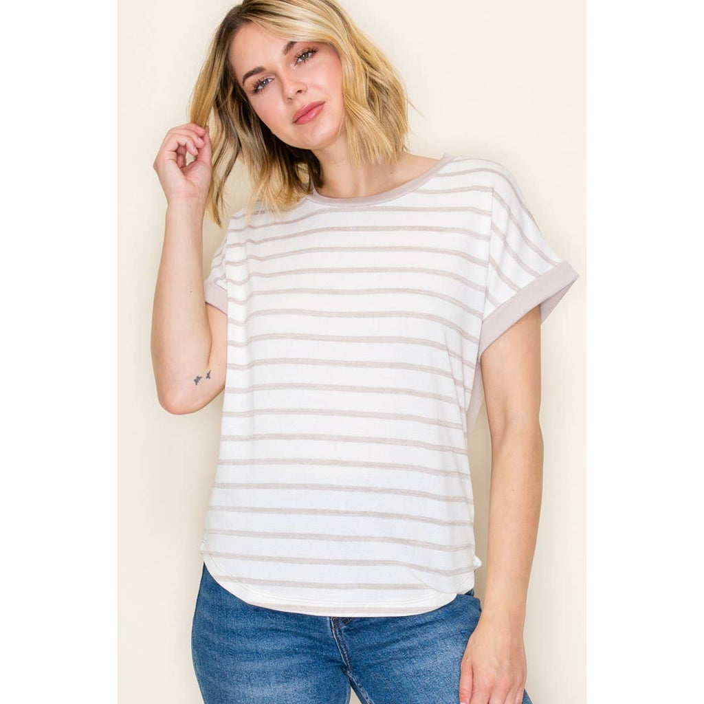 SHORT SLEEVE STRIPED TOP