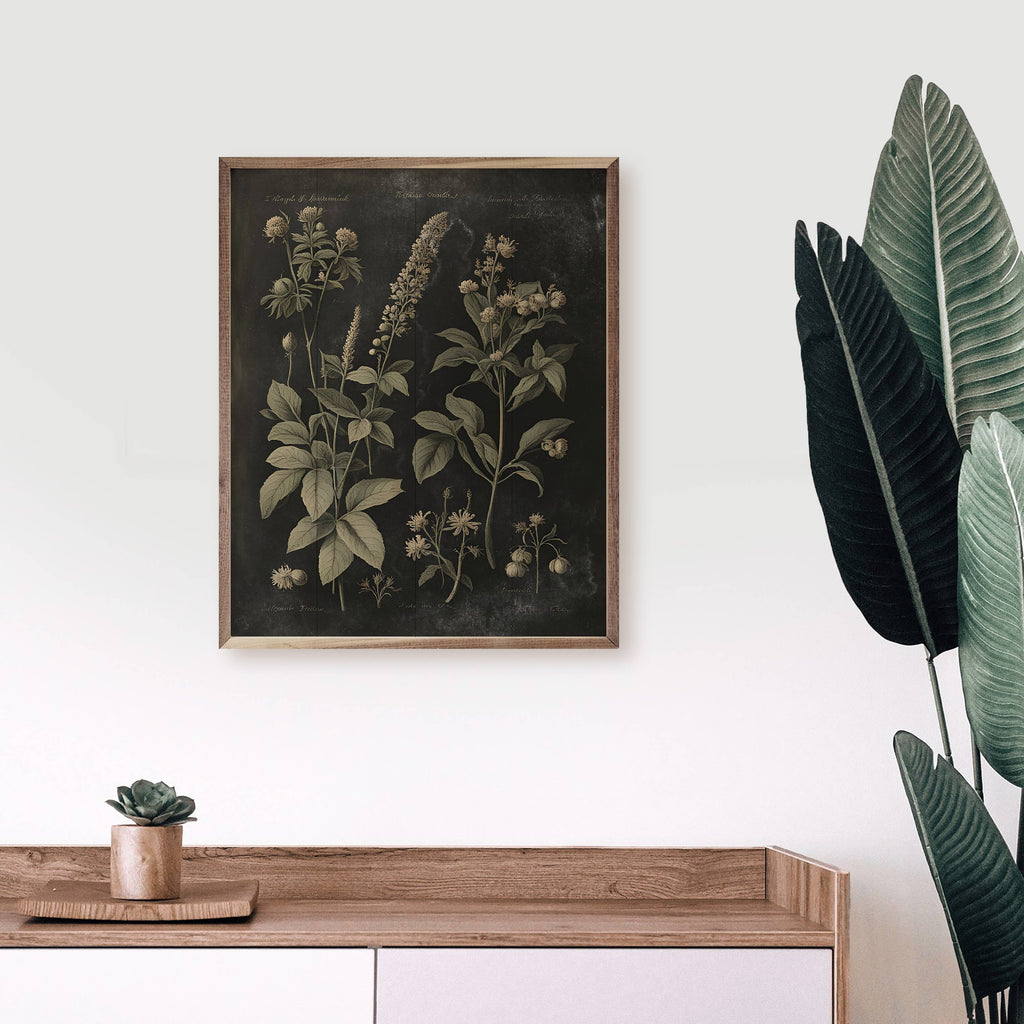 Vintage Neutral Floral Print Black