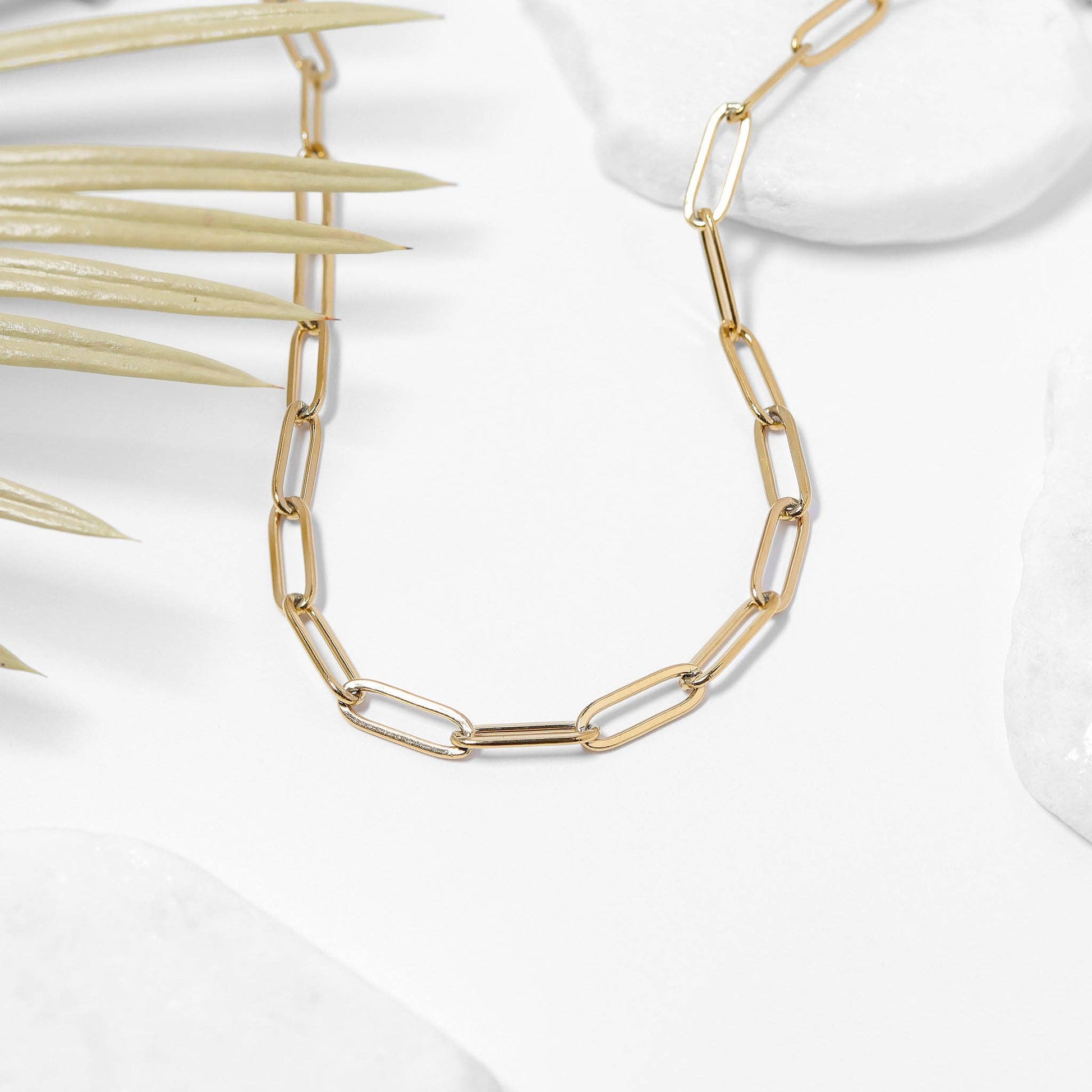 18K Gold Paperclip Chain Necklace: 16+02" / 4mm