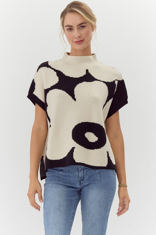 Big flower print dolman sweater