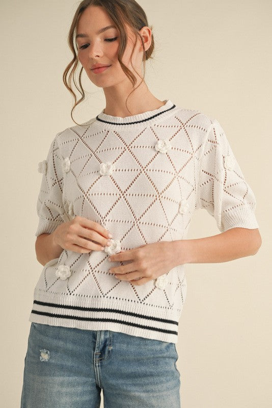 Crocheted Roses Knit top