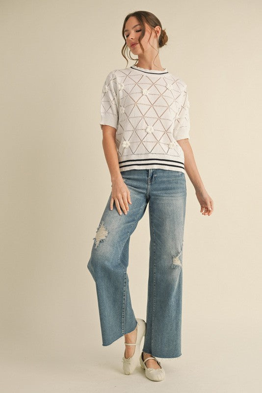 Crocheted Roses Knit top