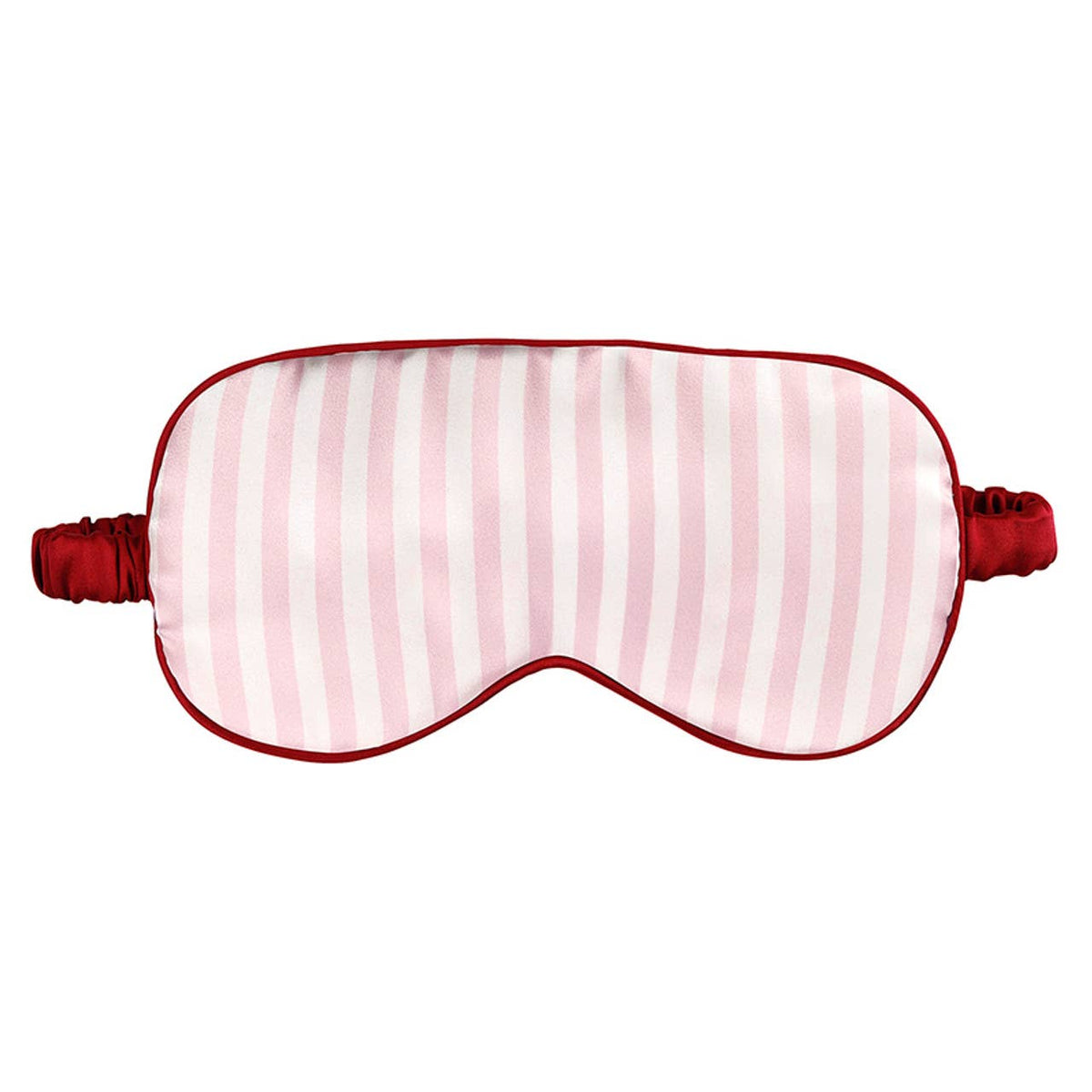 Sleep Mask in Ornament - Light Pink Stripe + Burgundy Trim
