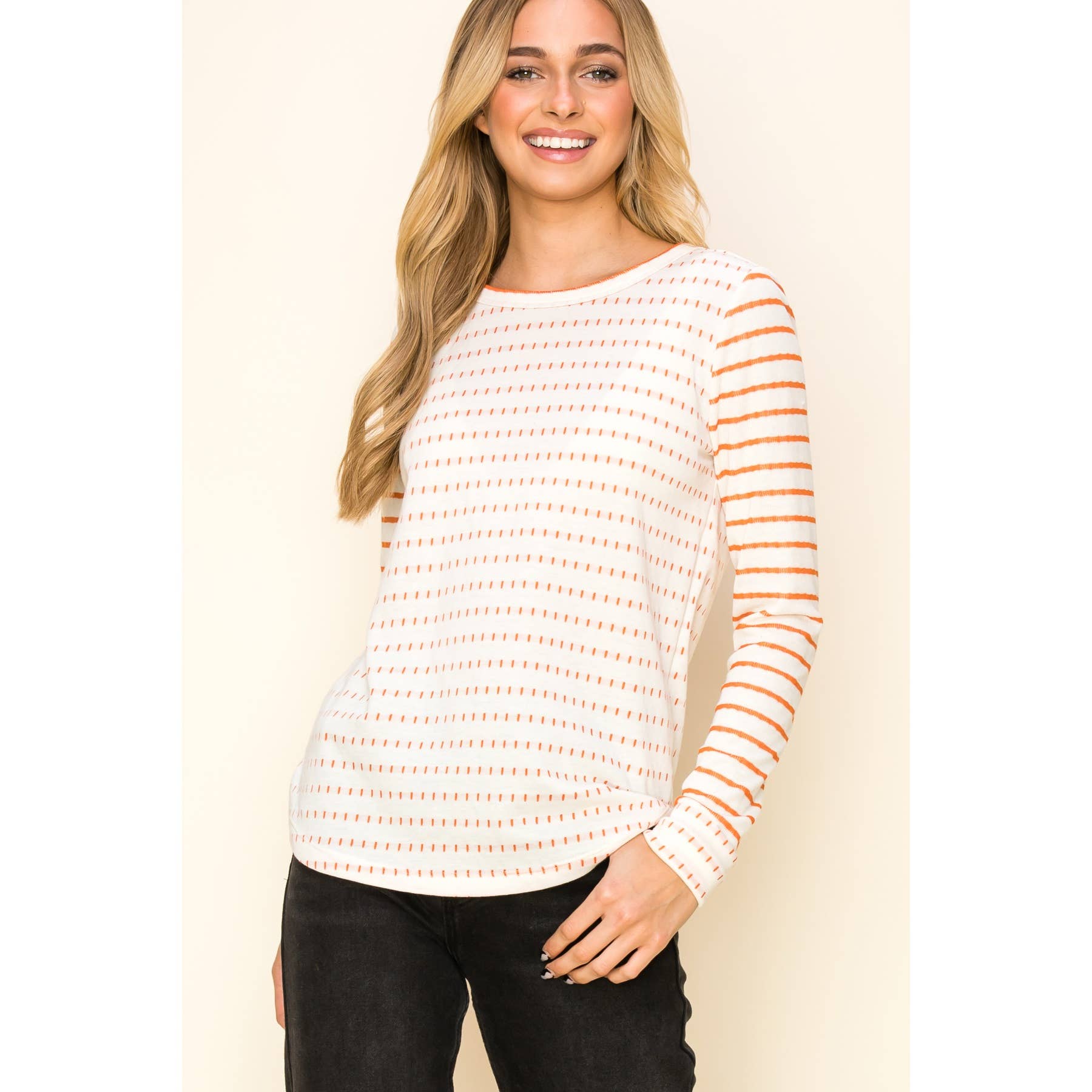DOUBLE STRIEPD POLY FRENCH TERRRY TOP