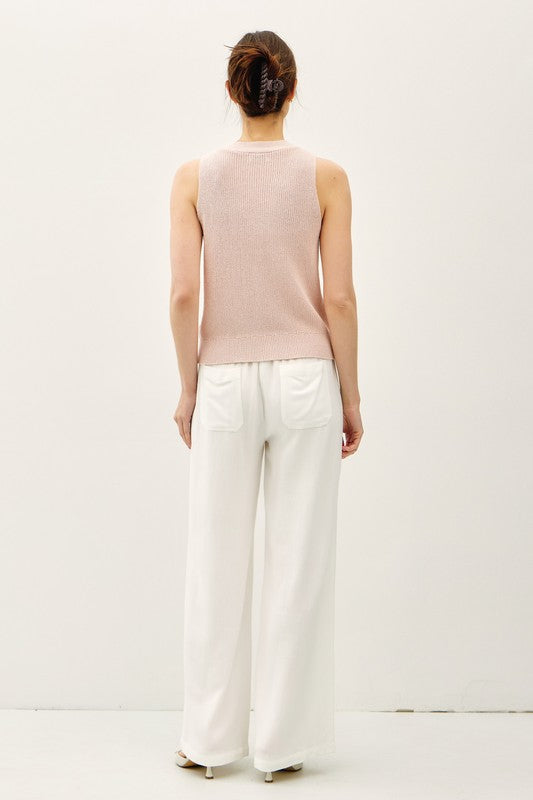 Lighweight knit v-neck button up vest
