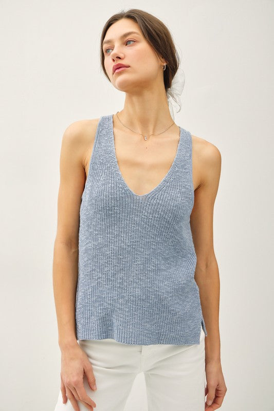 Lightweight Knit racerback v-neck tank