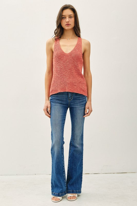 Lightweight Knit racerback v-neck tank