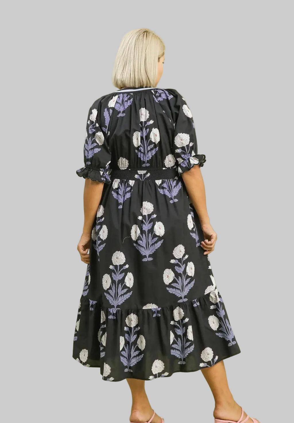 Curvy Floral Smocked Waist Midi Dress
