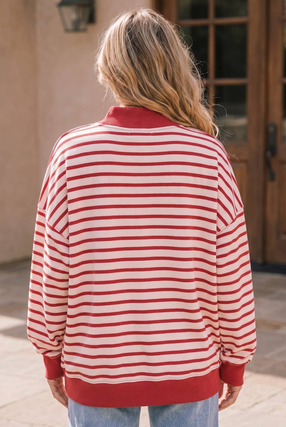 Chenille Merry Striped Oversized Pullover