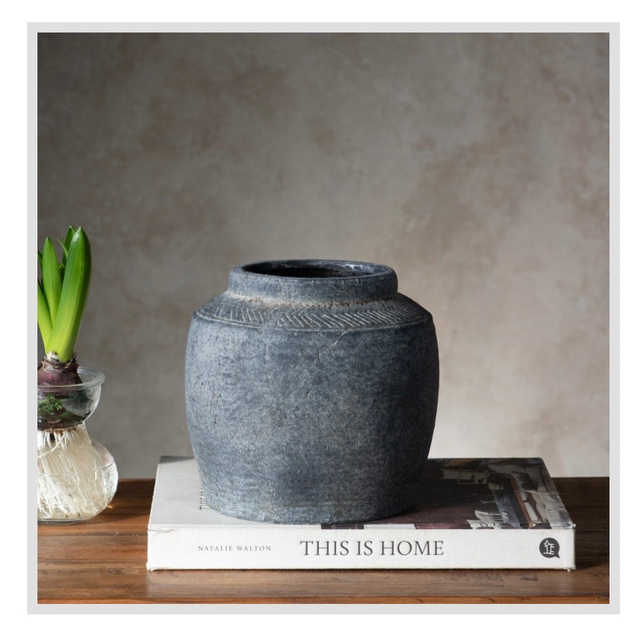 5.6" Charcoal Chevron Vase