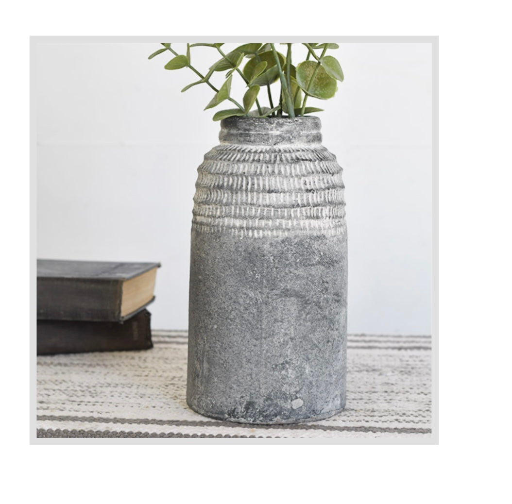 CHARCOAL SKIM CARVED VASE