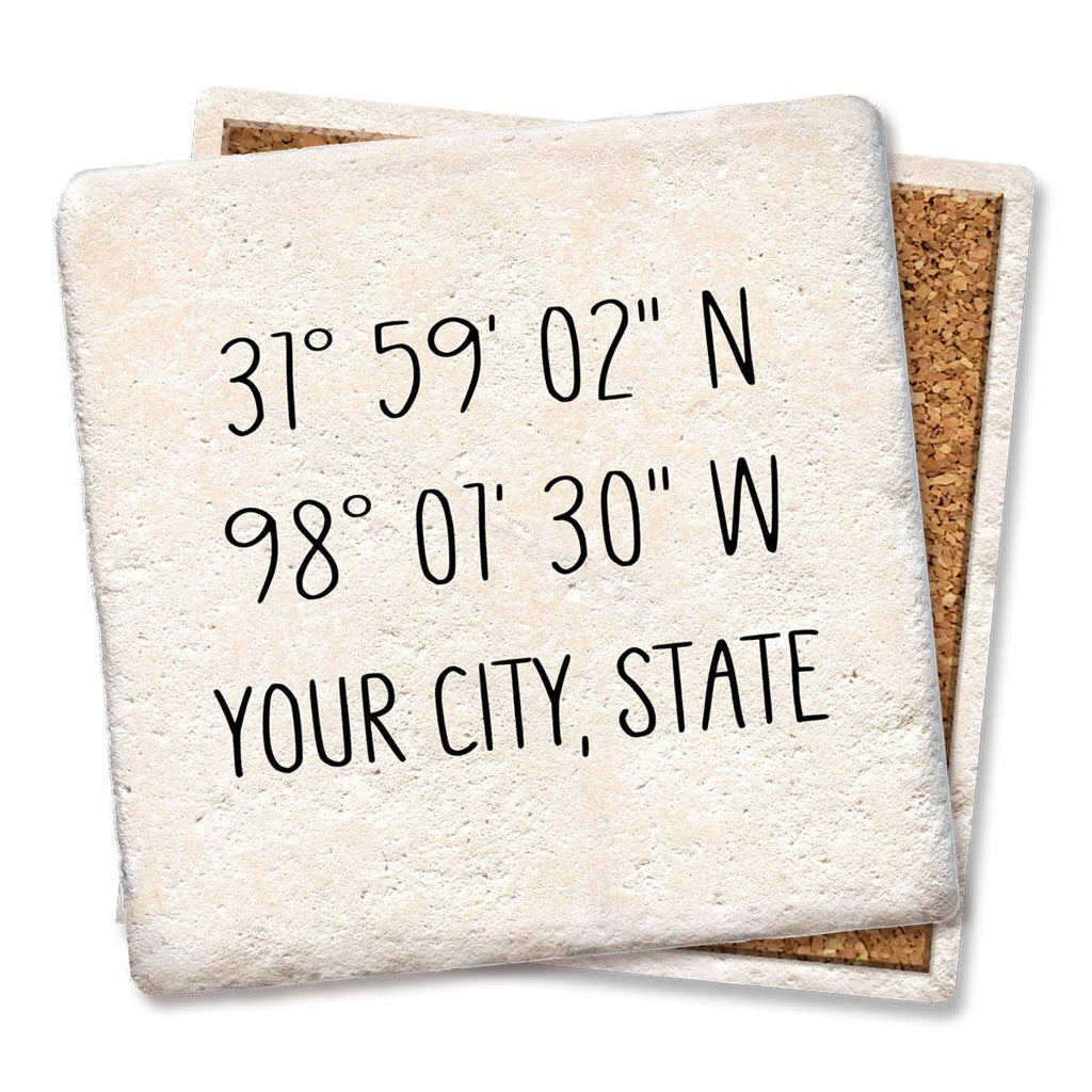 Custom City State Coordinates Coaster