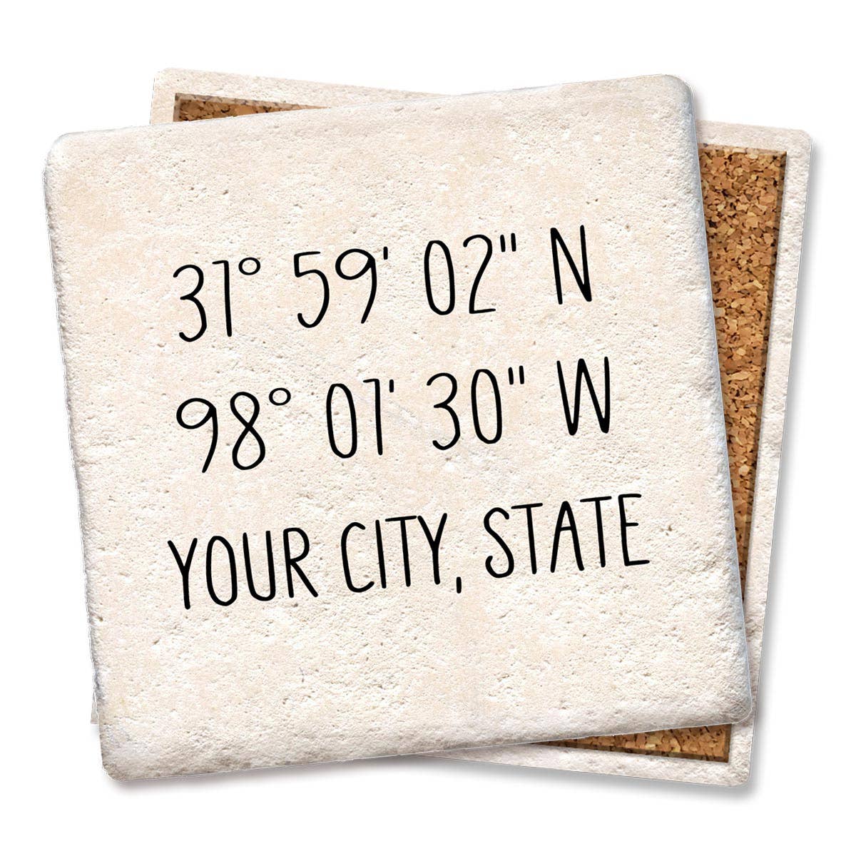 Custom City State Coordinates Coaster